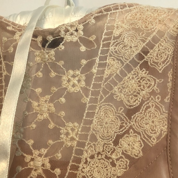 Light Pink Embroidered Pink Peplum Top - Picture 3 of 3